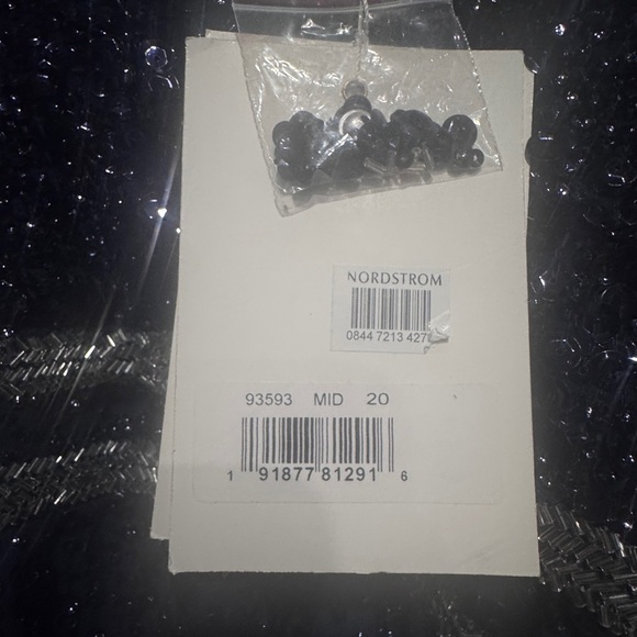 Mac Duggal Navy Sequined V Neck Bishop Sleeve Dress - Picture 7 of 8